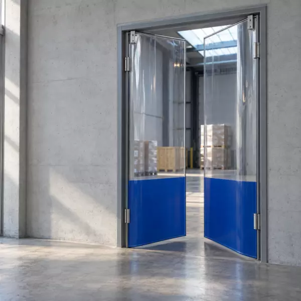 Маятниковая распашная двустворчатая эластичная дверь из ПВХ 290*180